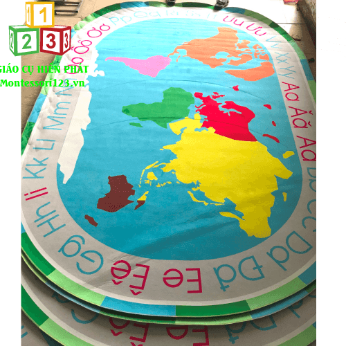 Thảm 2: Bản đồ thế giới 2*3m hình elíp loại mỏng 0.8cm